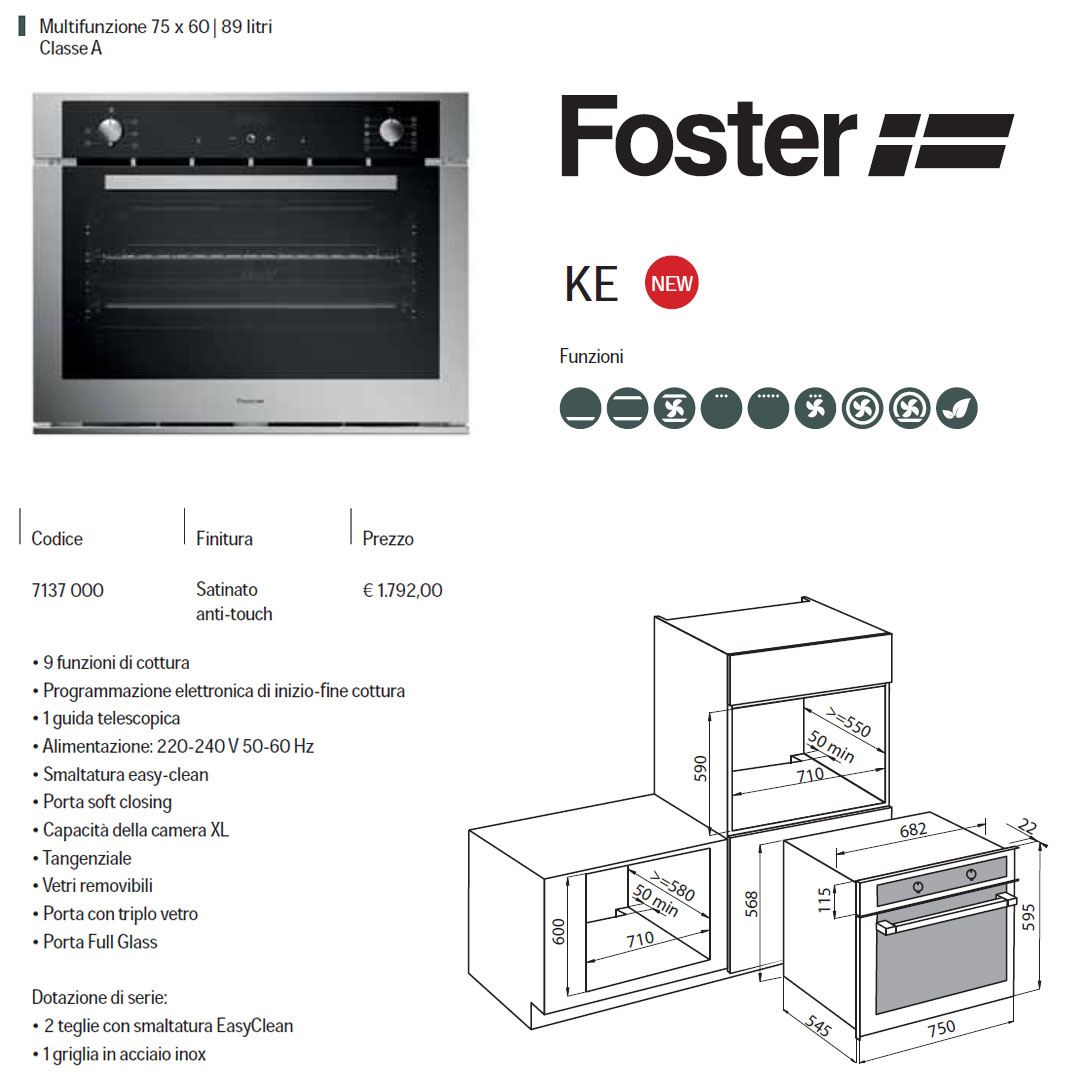 Foster forno 75 cm